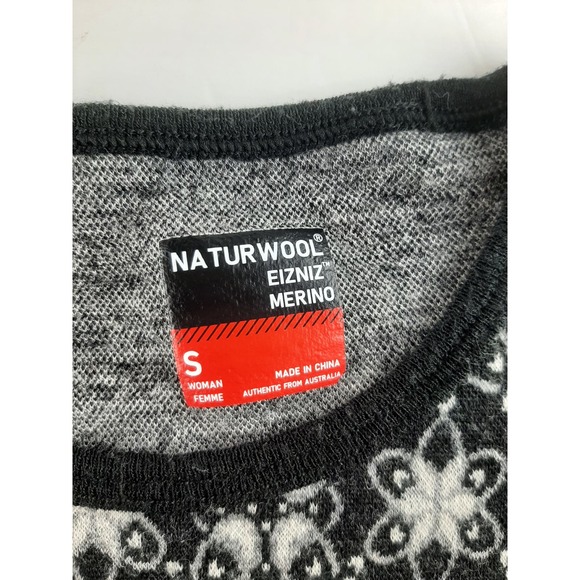 Naturwool Eizniz Women's Black Fair Isle Extra Fine Merino Wool Sweater Top S - Picture 6 of 13